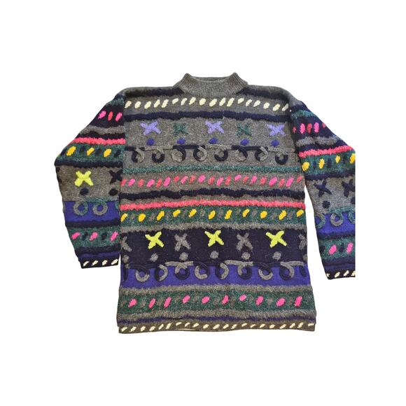 Kitty hawk vivian Wang vintage funky sweater medium 90s 3d textured abstract - Picture 1 of 7